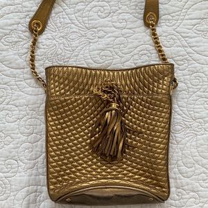 Vintage Bally bronze leather bag